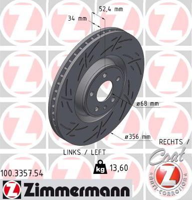 Zimmermann 100.3357.54 - Тормозной диск autodnr.net