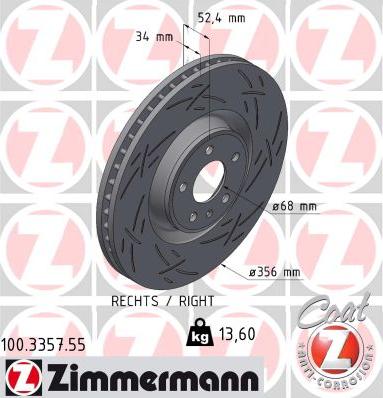 Zimmermann 100.3357.55 - Тормозной диск autodnr.net