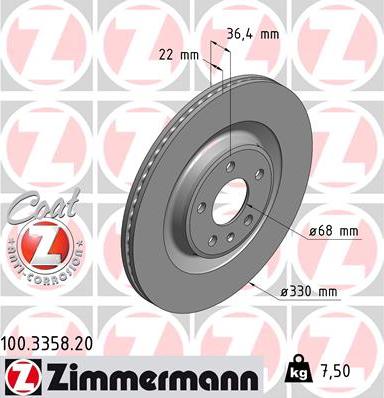 Zimmermann 100.3358.20 - Гальмівний диск autocars.com.ua