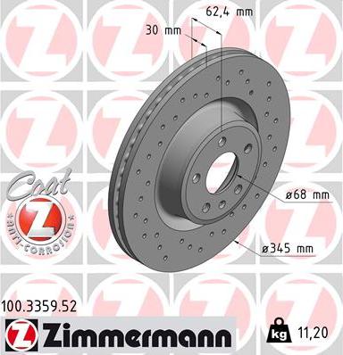 Zimmermann 100.3359.52 - Тормозной диск autodnr.net