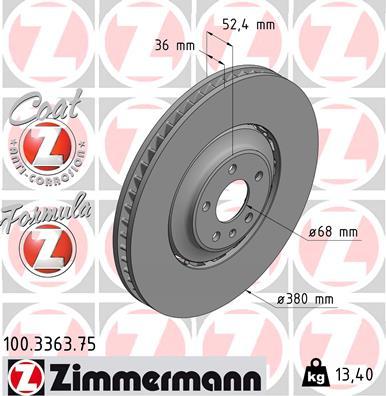 Zimmermann 100.3363.75 - Гальмівний диск autocars.com.ua