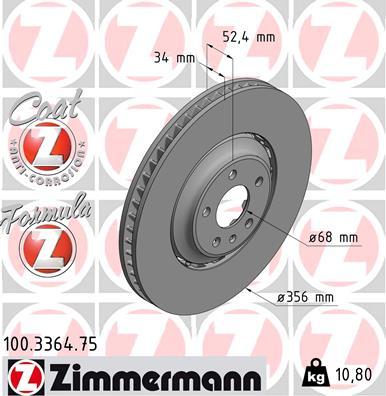 Zimmermann 100.3364.75 - Тормозной диск avtokuzovplus.com.ua