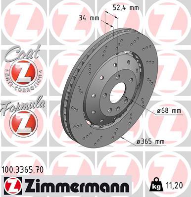 Zimmermann 100.3365.70 - Тормозной диск avtokuzovplus.com.ua
