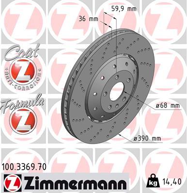 Zimmermann 100.3369.70 - Гальмівний диск autocars.com.ua