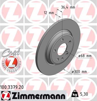 Zimmermann 100.3379.20 - Гальмівний диск autocars.com.ua