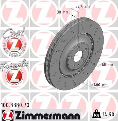 Zimmermann 100.3380.70 - Гальмівний диск autocars.com.ua