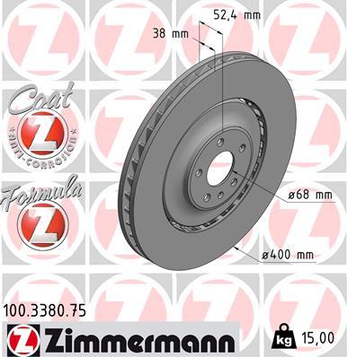 Zimmermann 100.3380.75 - Гальмівний диск autocars.com.ua