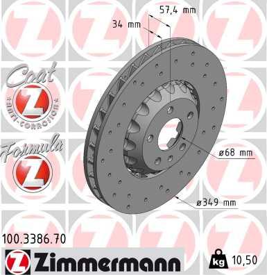 Zimmermann 100.3386.70 - Тормозной диск avtokuzovplus.com.ua