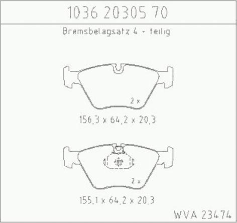 Zimmermann 1036.20305.70 - Гальмівні колодки, дискові гальма autocars.com.ua