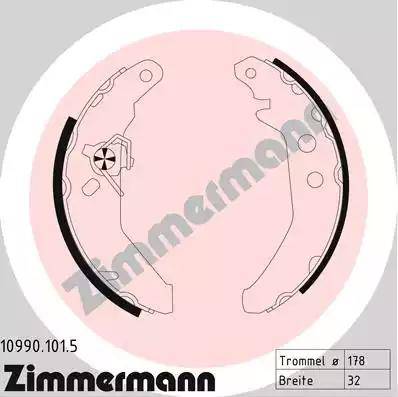 Zimmermann 10990.101.5 - Комплект гальм, барабанний механізм autocars.com.ua