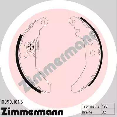 Zimmermann 10990.101.5 - Комплект тормозных колодок, барабанные avtokuzovplus.com.ua