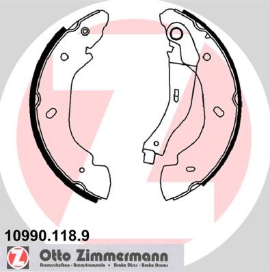 Zimmermann 10990.118.9 - Комплект гальм, барабанний механізм autocars.com.ua