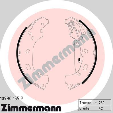 Zimmermann 10990.155.7 - Комплект гальм, барабанний механізм autocars.com.ua