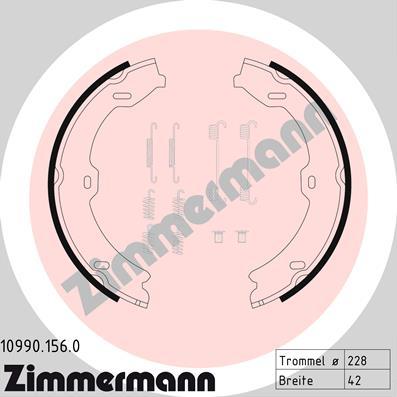 Zimmermann 10990.156.0 - Комплект тормозов, ручник, парковка autodnr.net