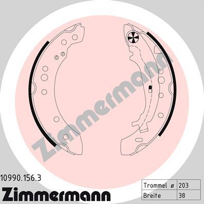 Zimmermann 10990.156.3 - Комплект гальм, барабанний механізм autocars.com.ua