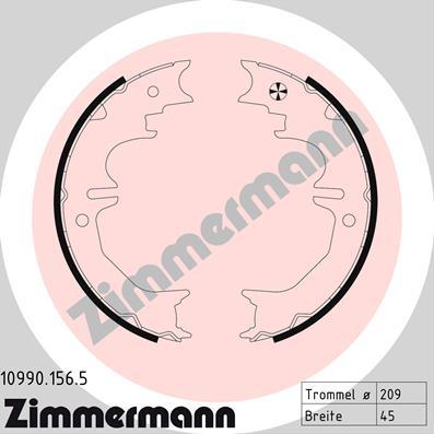 Zimmermann 10990.156.5 - Комплект гальм, ручник, парковка autocars.com.ua