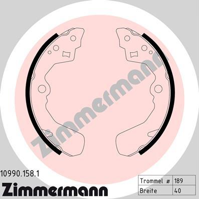 Zimmermann 10990.158.1 - Комплект гальм, барабанний механізм autocars.com.ua