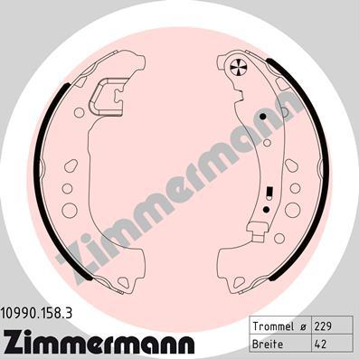 Zimmermann 10990.158.3 - Комплект тормозных колодок, барабанные avtokuzovplus.com.ua