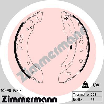 Zimmermann 10990.158.5 - Комплект гальм, барабанний механізм autocars.com.ua