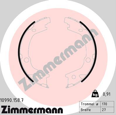 Zimmermann 10990.158.7 - Комплект тормозов, ручник, парковка avtokuzovplus.com.ua