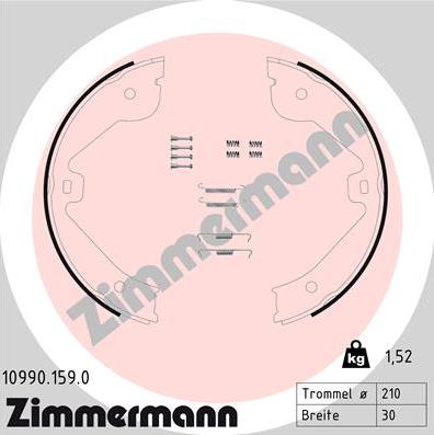 Zimmermann 10990.159.0 - Комплект тормозов, ручник, парковка avtokuzovplus.com.ua