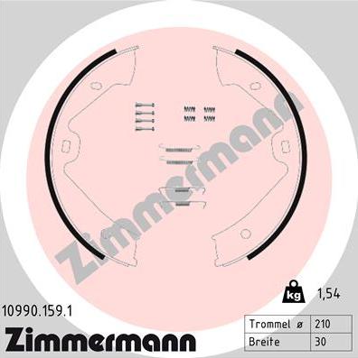 Zimmermann 10990.159.1 - Комплект гальм, ручник, парковка autocars.com.ua