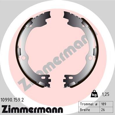 Zimmermann 10990.159.2 - Комплект гальм, ручник, парковка autocars.com.ua