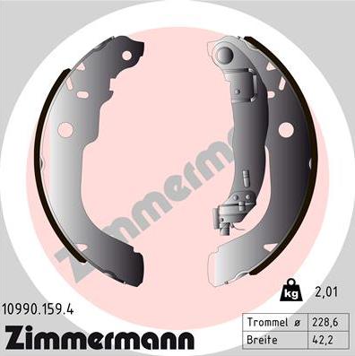 Zimmermann 10990.159.4 - Комплект тормозных колодок, барабанные autodnr.net