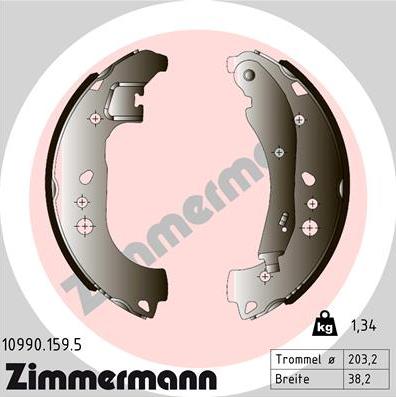 Zimmermann 10990.159.5 - Комплект гальм, барабанний механізм autocars.com.ua