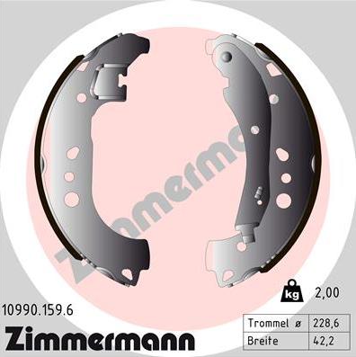 Zimmermann 10990.159.6 - Комплект тормозных колодок, барабанные autodnr.net