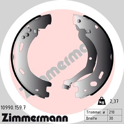 Zimmermann 10990.159.7 - Комплект гальм, ручник, парковка autocars.com.ua