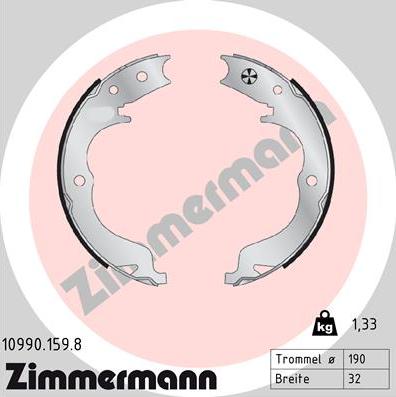 Zimmermann 10990.159.8 - Комплект гальм, ручник, парковка autocars.com.ua