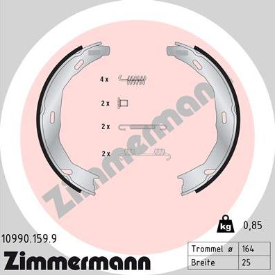 Zimmermann 10990.159.9 - Комплект тормозов, ручник, парковка avtokuzovplus.com.ua