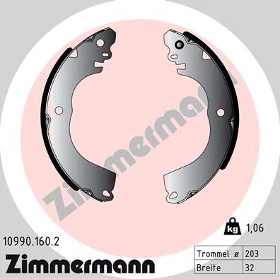 Zimmermann 10990.160.2 - Комплект гальм, барабанний механізм autocars.com.ua