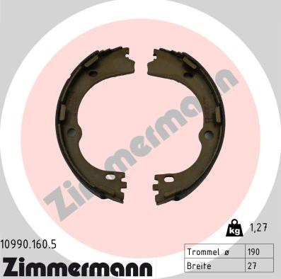 Zimmermann 10990.160.5 - Комплект гальм, барабанний механізм autocars.com.ua