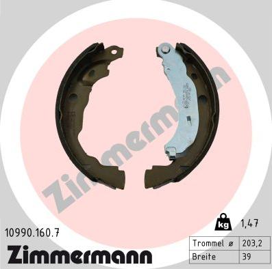 Zimmermann 10990.160.7 - Комплект гальм, ручник, парковка autocars.com.ua