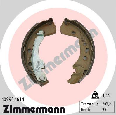 Zimmermann 10990.161.1 - Комплект гальм, барабанний механізм autocars.com.ua