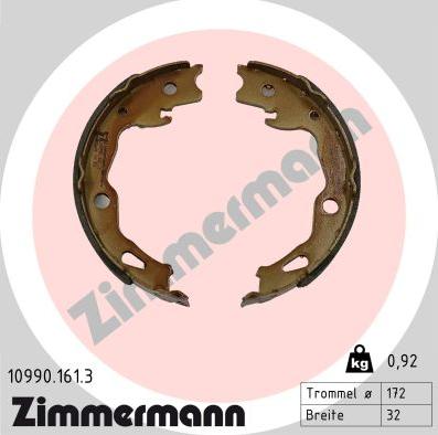 Zimmermann 10990.161.3 - Комплект гальм, барабанний механізм autocars.com.ua