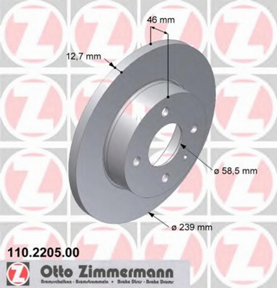 Zimmermann 110 2205 00 - Тормозной диск avtokuzovplus.com.ua