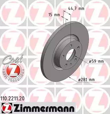 Zimmermann 110.2211.20 - Гальмівний диск autocars.com.ua