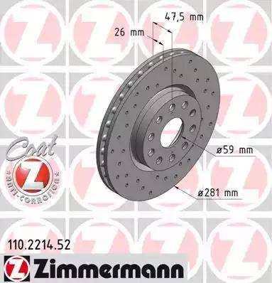 Zimmermann 110.2214.52 - Тормозной диск autodnr.net