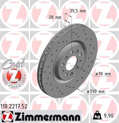 Zimmermann 110.2217.52 - Гальмівний диск autocars.com.ua