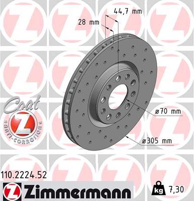 Zimmermann 110.2224.52 - Гальмівний диск autocars.com.ua