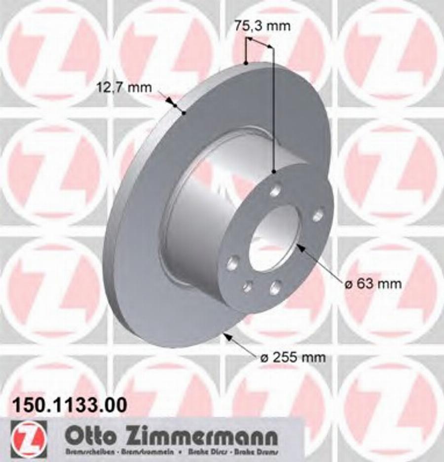 Zimmermann 150 1133 00 - Тормозной диск avtokuzovplus.com.ua