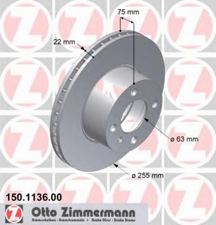 Zimmermann 150113600 - Тормозной диск avtokuzovplus.com.ua