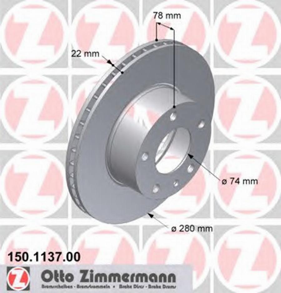 Zimmermann 150 1137 00 - Гальмівний диск autocars.com.ua