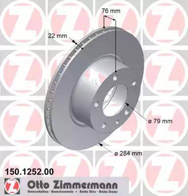 Zimmermann 150.1252.00 - Тормозной диск avtokuzovplus.com.ua