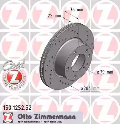 Zimmermann 150.1252.52 - Тормозной диск avtokuzovplus.com.ua