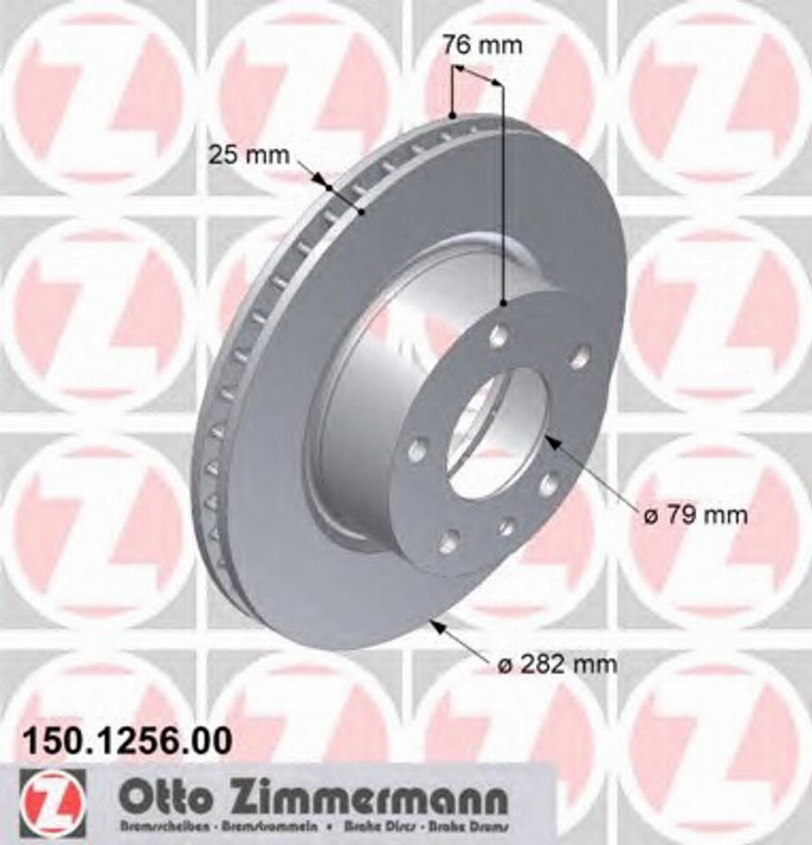 Zimmermann 150 1256 00 - Тормозной диск avtokuzovplus.com.ua