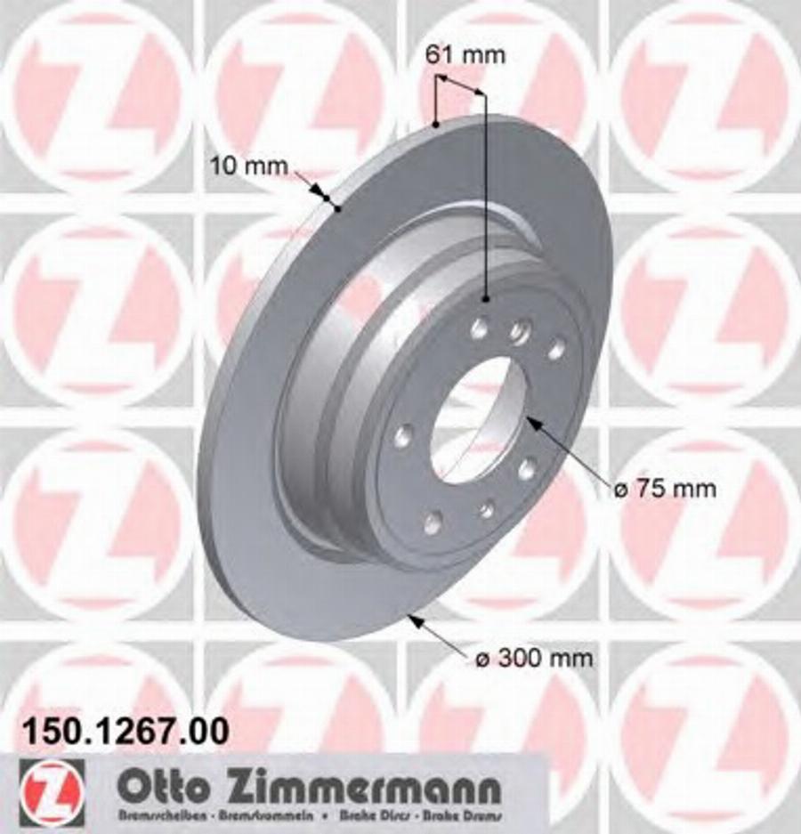 Zimmermann 150 1267 00 - Гальмівний диск autocars.com.ua